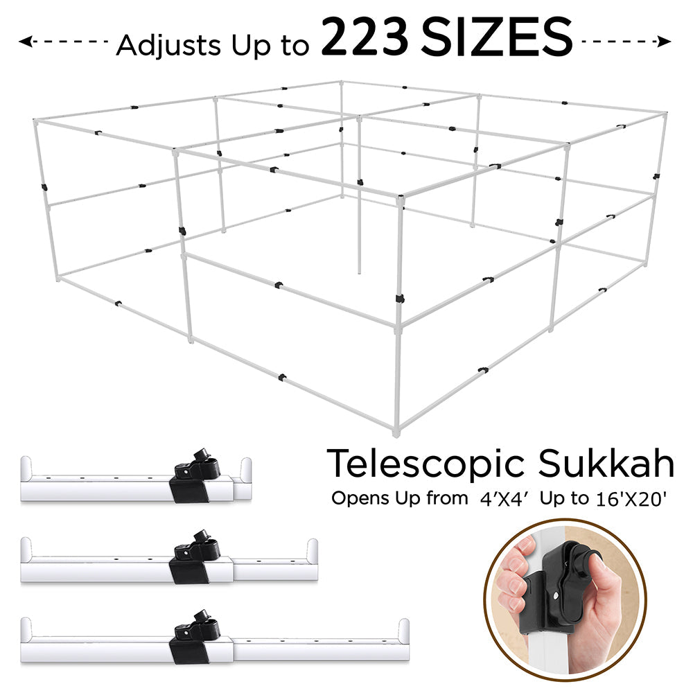 Sukkot Hadar- Extra-Large 30x14 Telescopic Sukkah Set+ Plus Sukkah Carry Bag