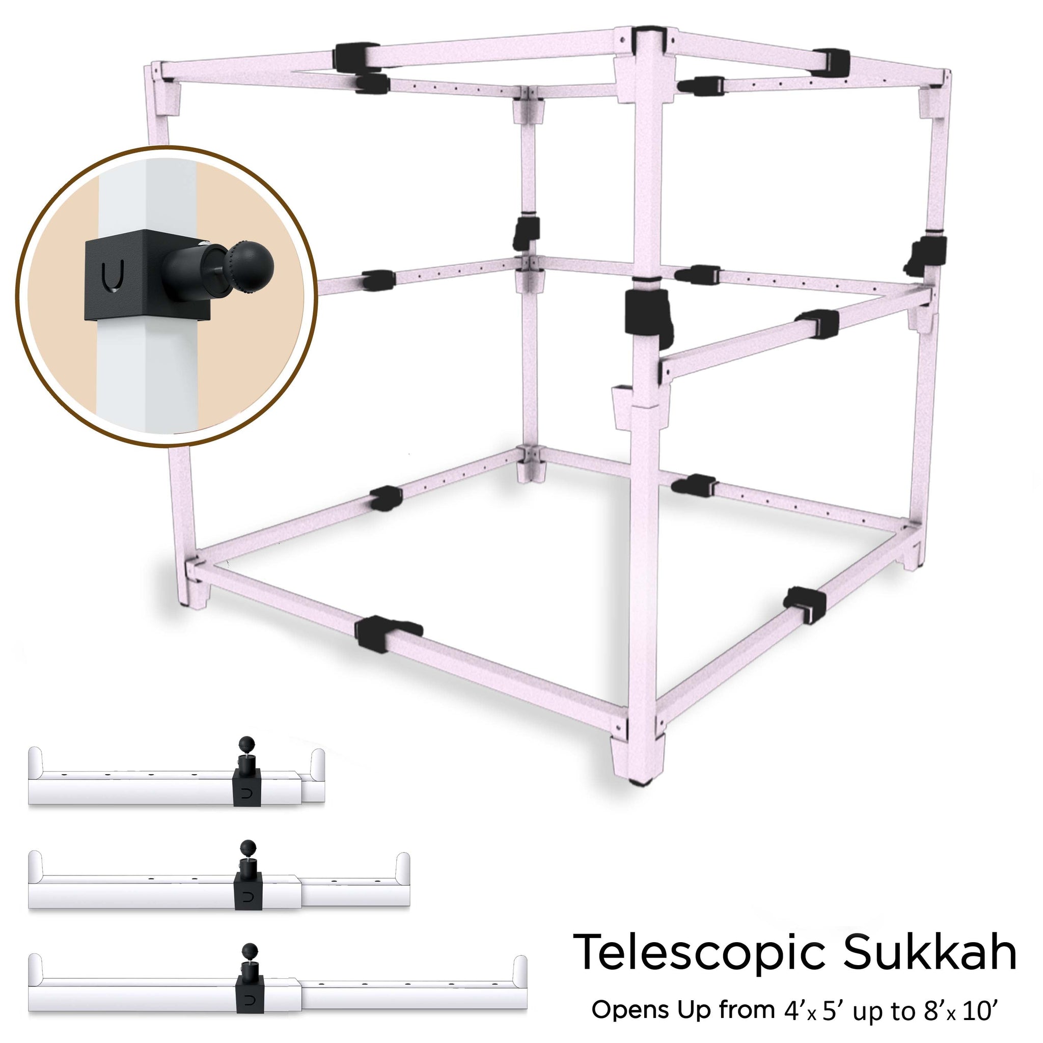 2024 Model - Sukkot Hadar Telescopic Sukkah Set: Portable, Adjustable, Kosher Certified - Expands from 4x5 to 8x10 Feet, Complete with Carry Bag
