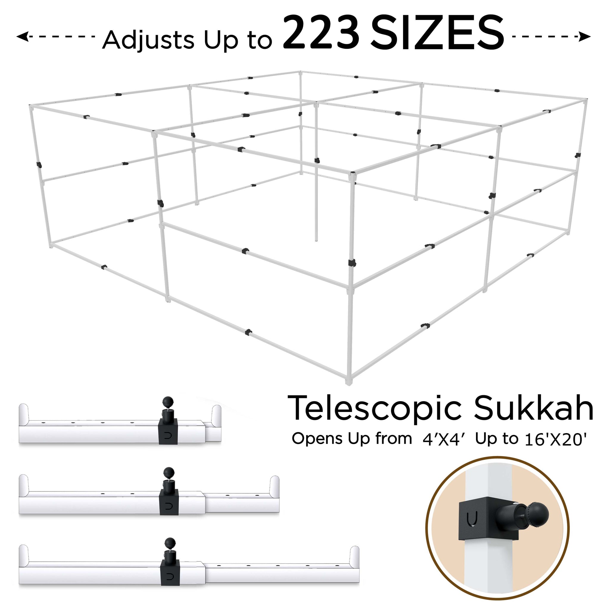 Sukkot Hadar- Extra-Large 16X20 Telescopic Sukkah Set+ Plus Sukkah Carry Bag