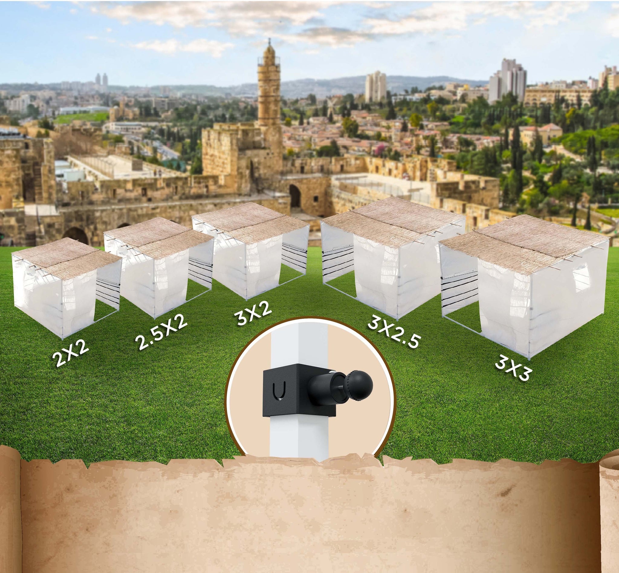 2024 Model - Sukkot Hadar Telescopic Sukkah Set: Portable, Adjustable, Kosher Certified - Expands from 4x5 to 8x10 Feet, Complete with Carry Bag
