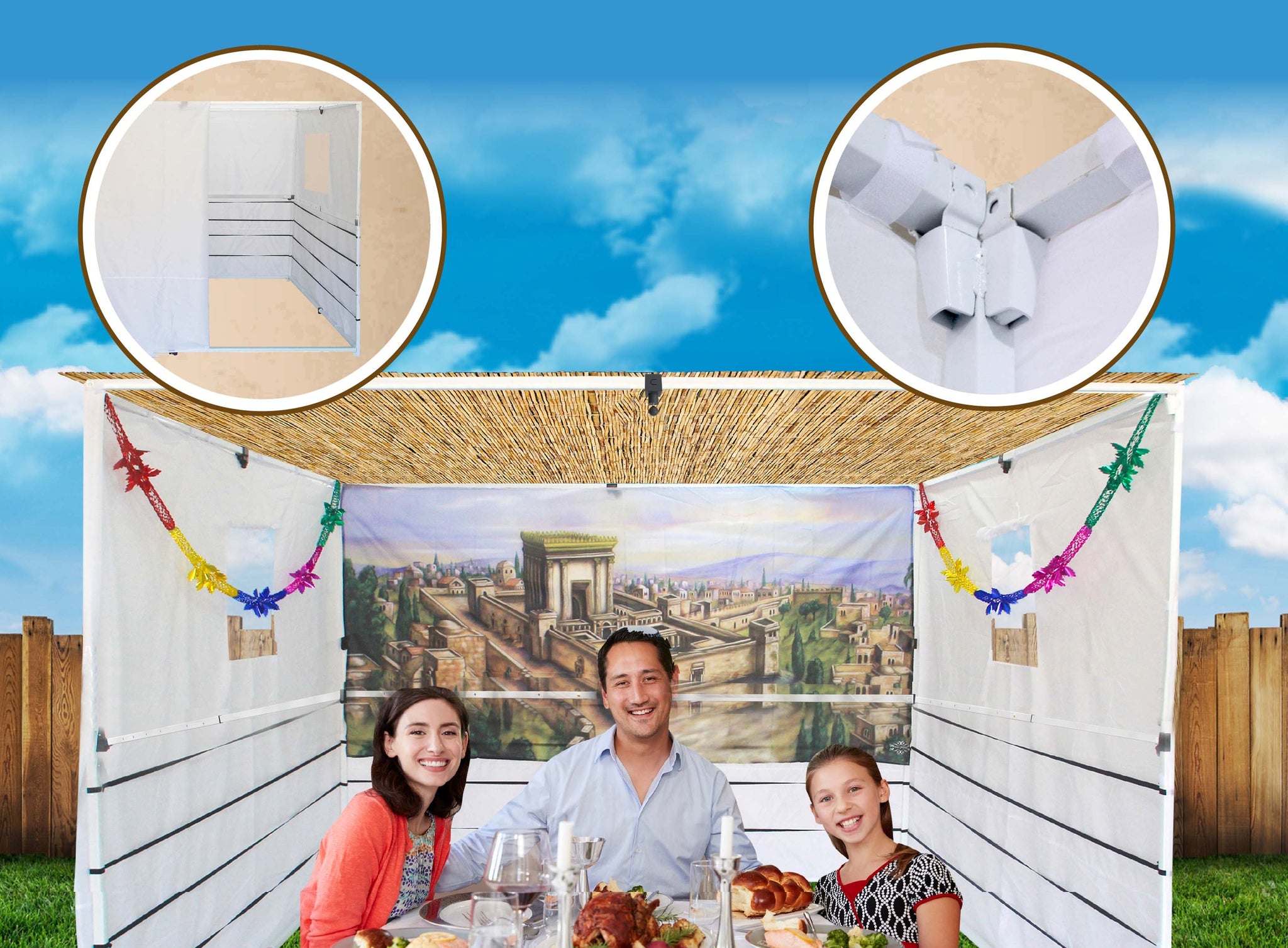2024 Model - Sukkot Hadar Telescopic Sukkah Set: Portable, Adjustable, Kosher Certified - Expands from 4x5 to 8x10 Feet, Complete with Carry Bag