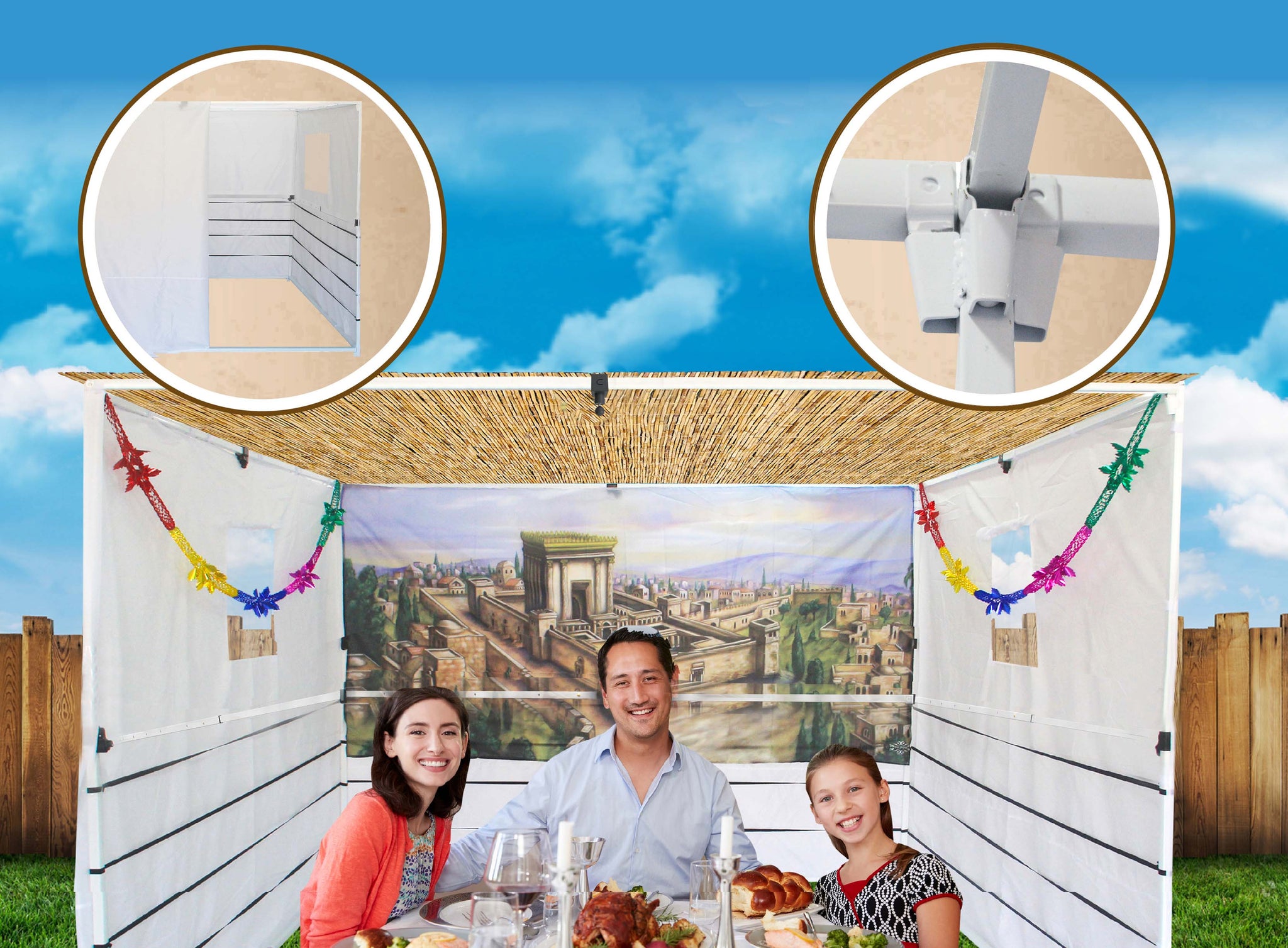 Sukkot Hadar - Telescopic Sukkah Set: Portable, Adjustable ,Kosher Certified Plus Carry Bag Adjustable 10X10 To 10X16 Foot
